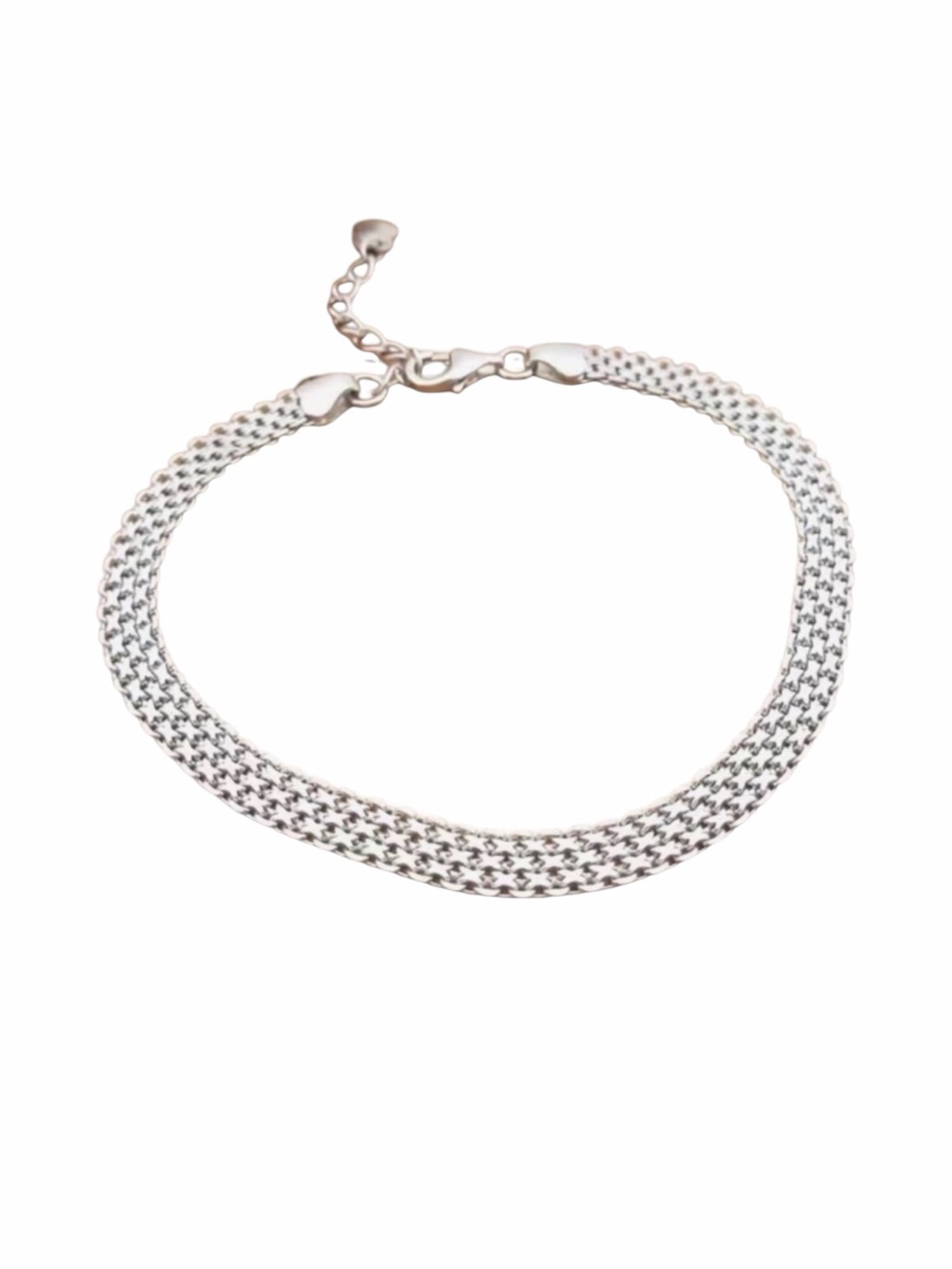 Silver Plated Mesh Embossed Chain Bracelet NWOT